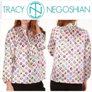 NWT Multicolor print popover top